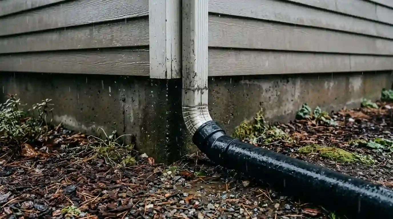 Downspout tied into a tightline pipe