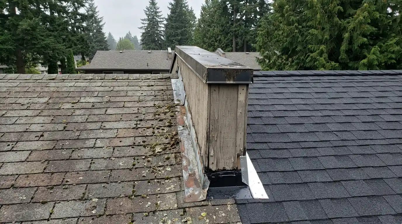 Party wall transition on a shared townhome roof