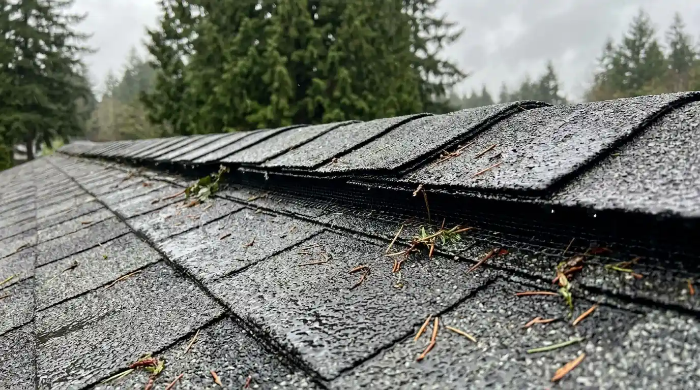 New ridge cap and ridge vent after a windstorm