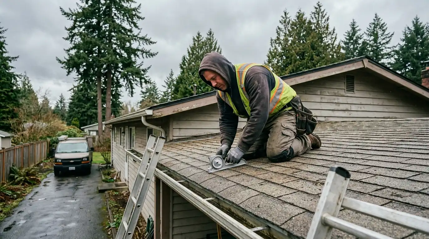 Measuring a carport roof pitch in Spanaway