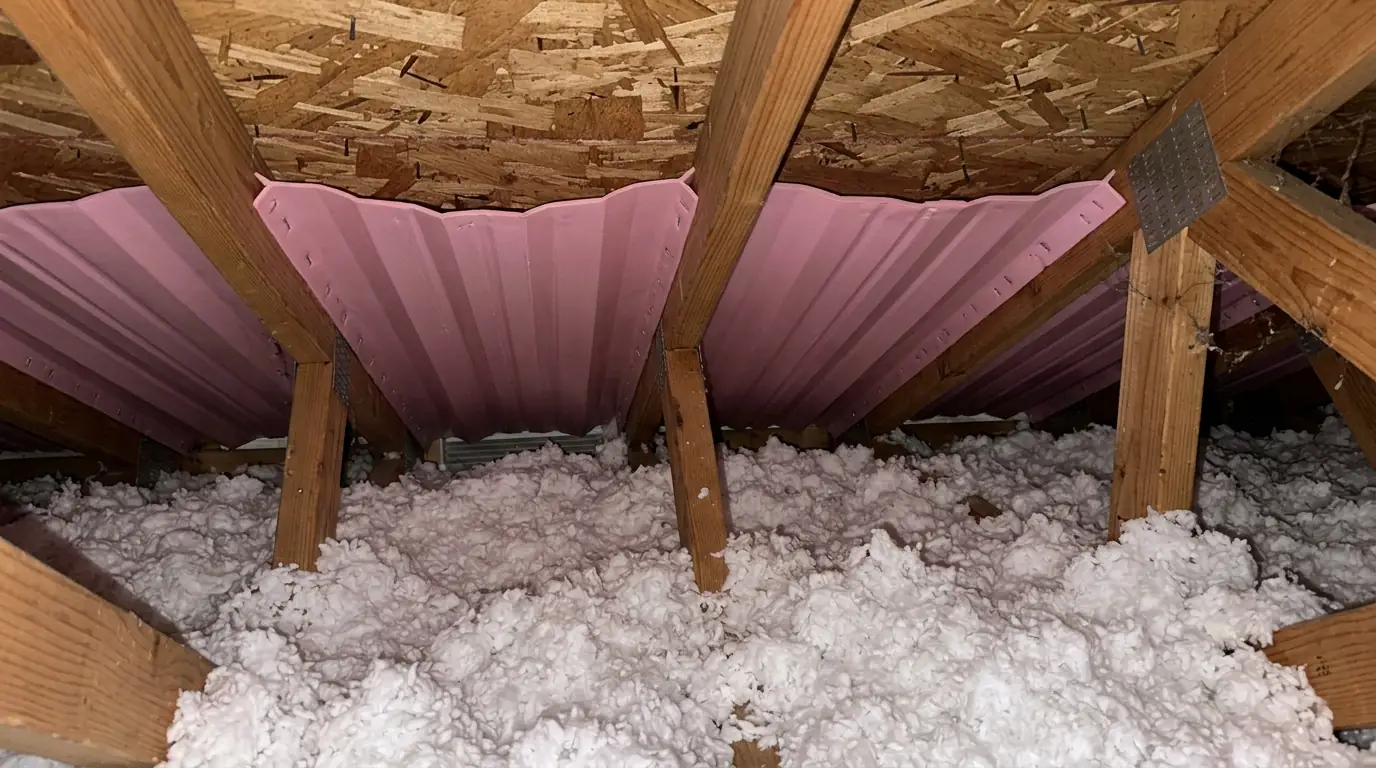 Rafter baffles keeping the eaves open above insulation
