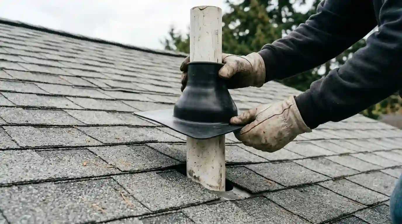 New pipe boot going over a plumbing vent