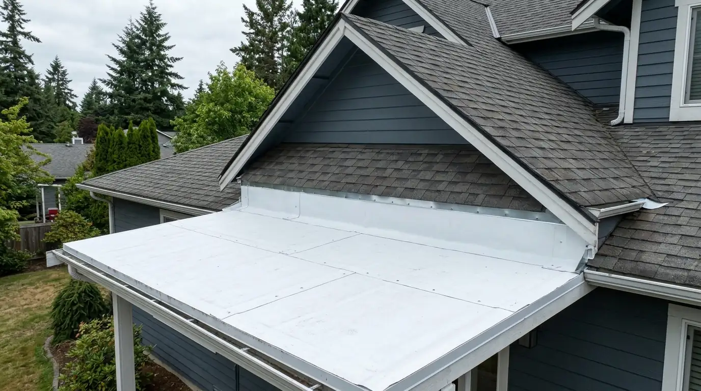 TPO membrane on a low-slope porch roof
