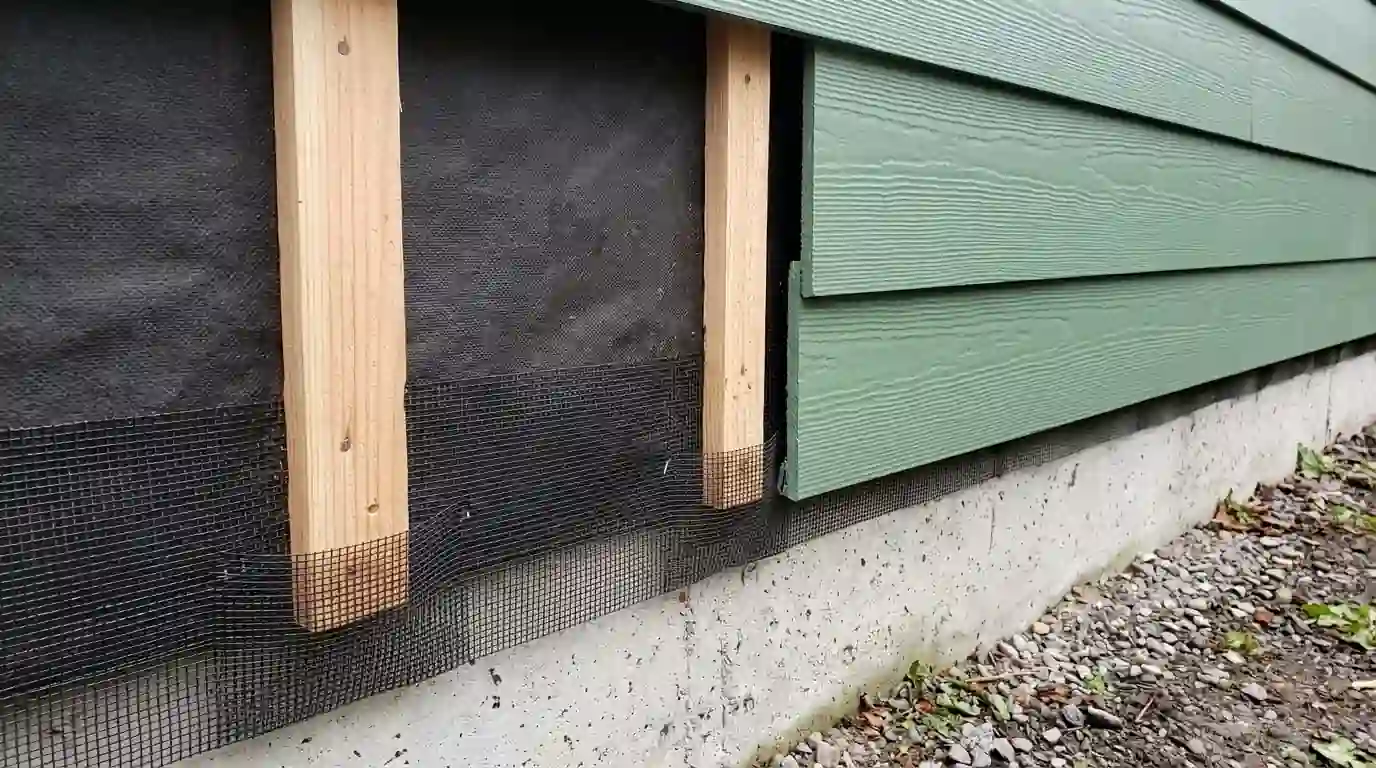 Rainscreen gap and bug screen behind new siding