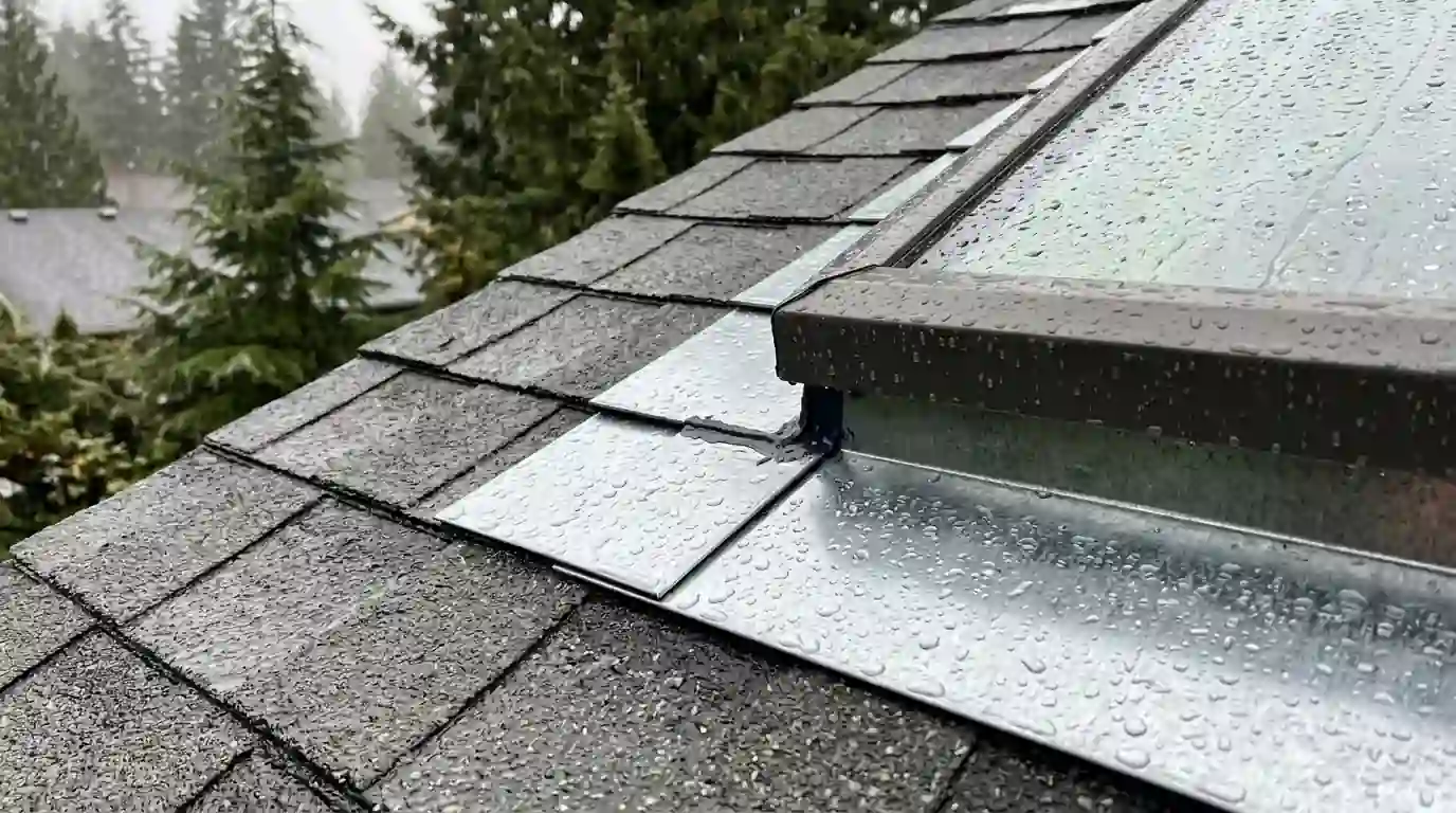 New flashing around a skylight in the rain