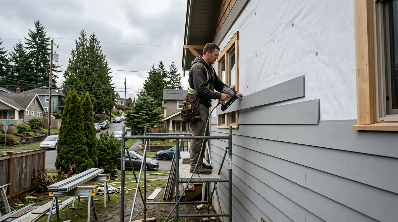 Deck Building work on a house in Tacoma, Washington